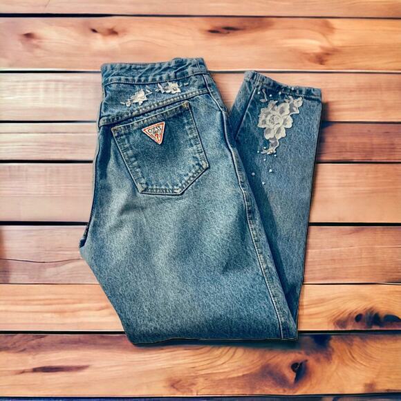 Guess 80s jeans side zip super high rise upcycled jeans - Picture 1 of 16